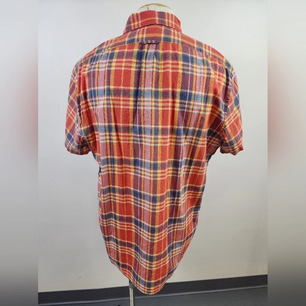 J. Crew Multicolor Plaid Short Sleeve Button Down Shirt Men’s Size XL
